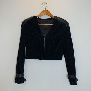 Vintage Bebe Suede & Leather Moto Peplum Jacket